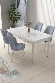 Hanah Home Juego de Mesa y Sillas de Comedor de 5 Piezas Blanco y Gris